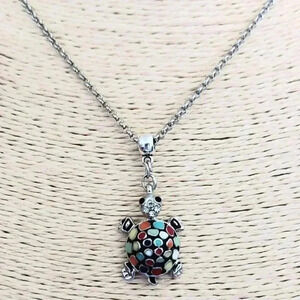 Crystal Stone Turtle handmade Necklace